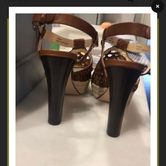 Coach zany woven calf vachetta espadrille stacked stilletto heels shoes Sz 10 - Picture 6 of 7